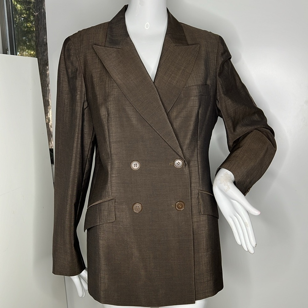 MaxMara Sz 44 /14 Double Breasted Double Vented Summer Wool Mohair Fillet Blazer